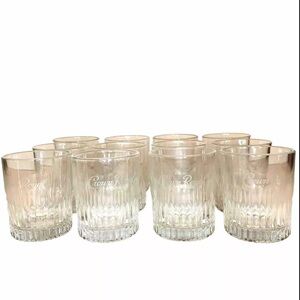 Brand New Set Of 12 Crown Royal Logo Whiskey Liquor Etched 8oz. Glass Cups